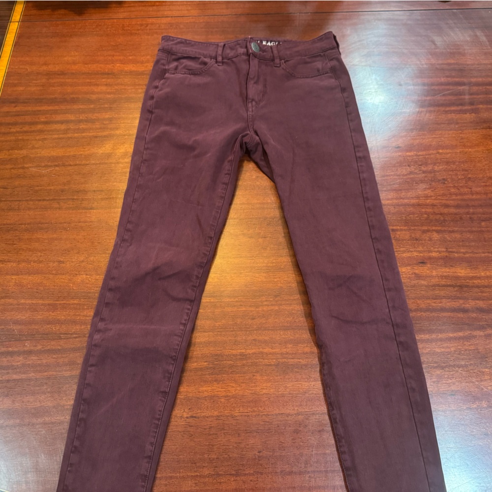 American Eagle Outfitters Women's Dark Red Skinny Jeans